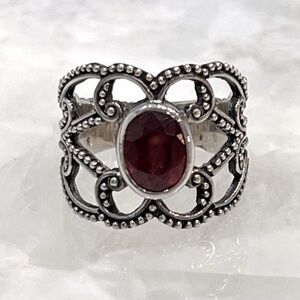 Niassa Ruby Sterling Silver Openwork Ring